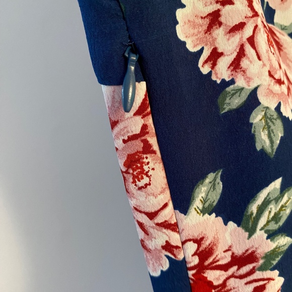 NWT women’s Blue Rose Floral Wrap Dress  3/4 Sleeve  V Neck Mini Skater Dress - Picture 7 of 8